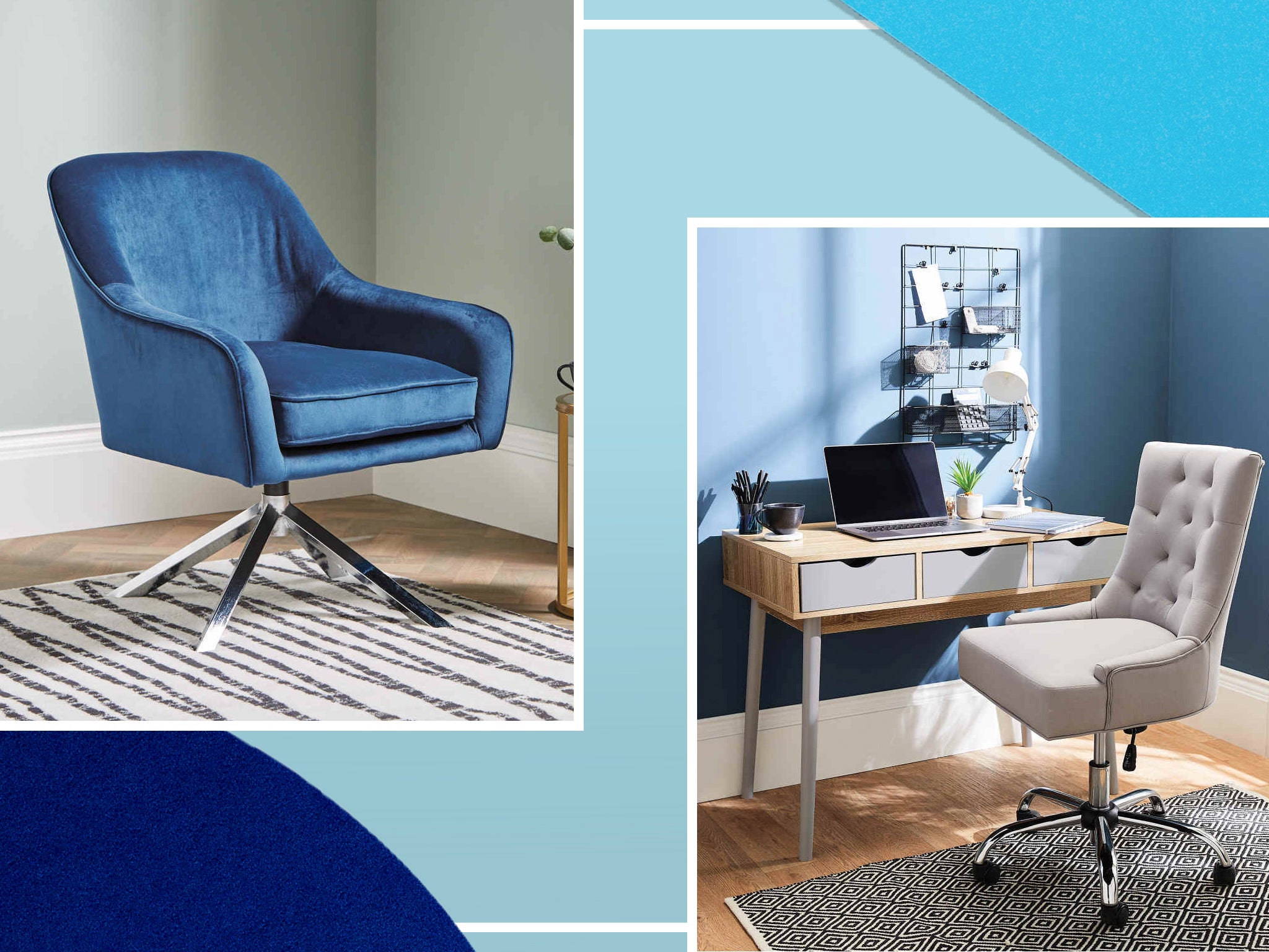 Blue velvet best sale swivel desk chair